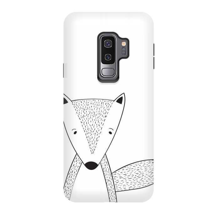 Galaxy S9 plus StrongFit cute black white fox by haroulita