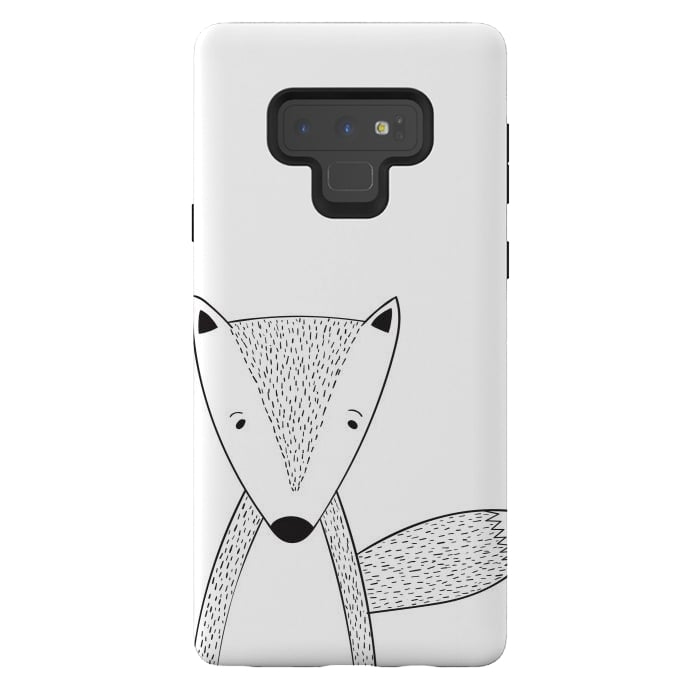 Galaxy Note 9 StrongFit cute black white fox by haroulita