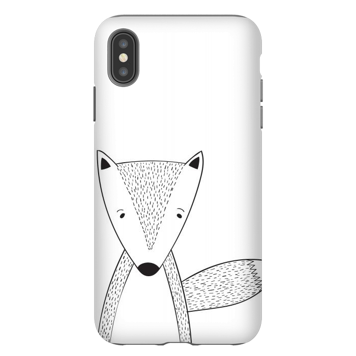 iPhone Xs Max StrongFit cute black white fox by haroulita