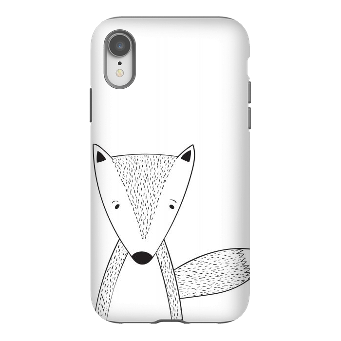 iPhone Xr StrongFit cute black white fox by haroulita