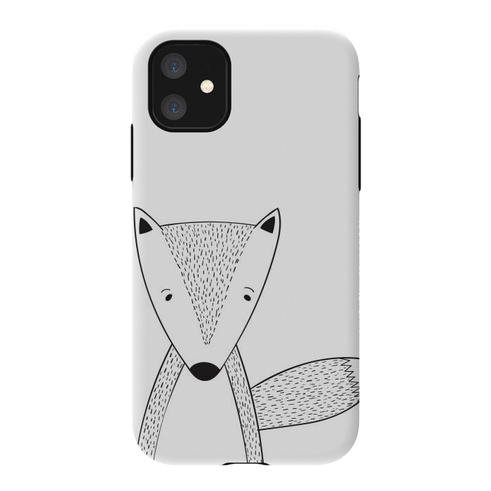 iPhone 11 StrongFit cute black white fox by haroulita