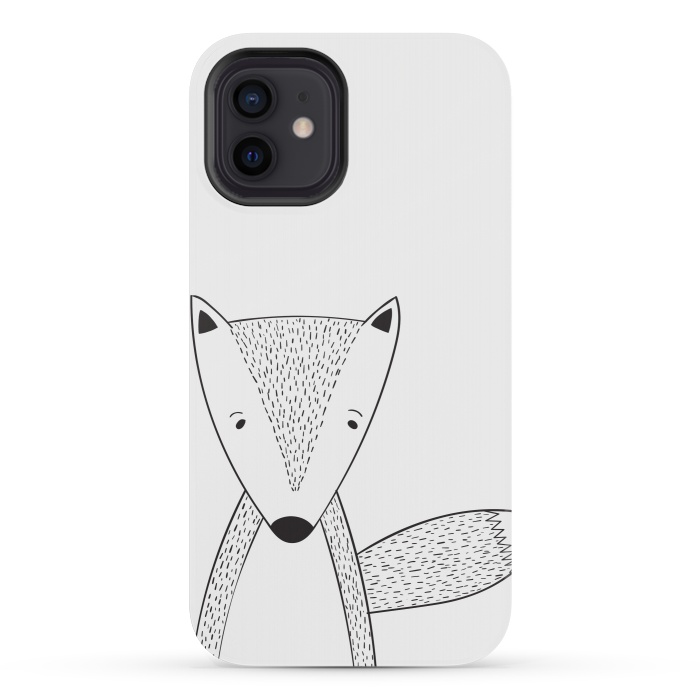 iPhone 12 mini StrongFit cute black white fox by haroulita