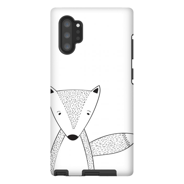 Galaxy Note 10 plus StrongFit cute black white fox by haroulita