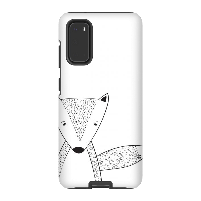 Galaxy S20 StrongFit cute black white fox by haroulita