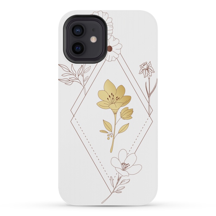 iPhone 12 mini StrongFit gold flower  by haroulita