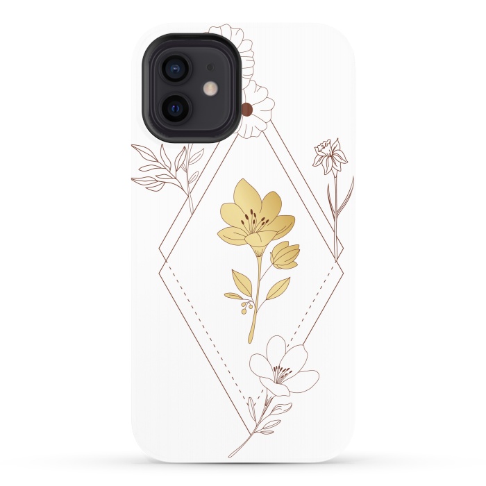 iPhone 12 StrongFit gold flower  by haroulita