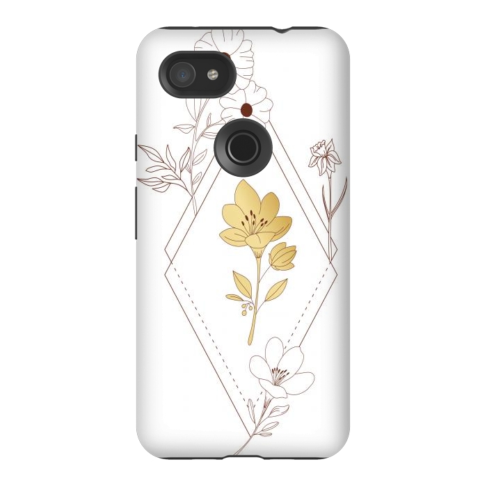 Pixel 3AXL StrongFit gold flower  by haroulita