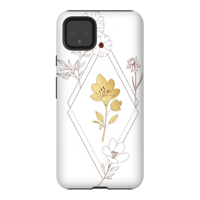 Pixel 4XL StrongFit gold flower  by haroulita