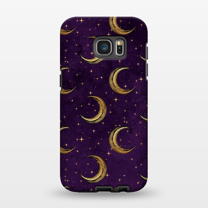 Galaxy S7 EDGE StrongFit gold moon in night sky by haroulita