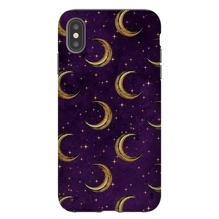 iPhone Xs Max StrongFit gold moon in night sky by haroulita