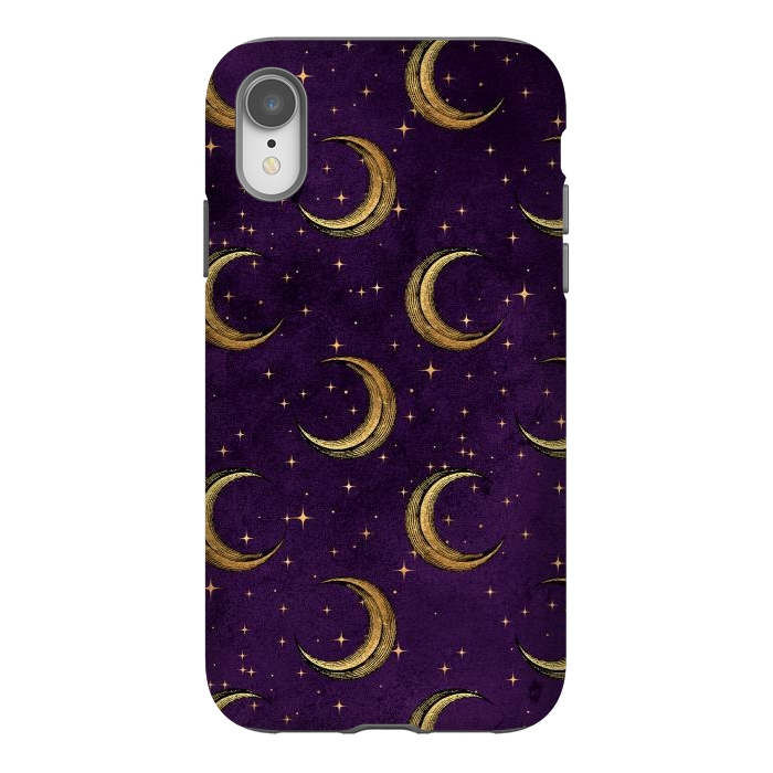iPhone Xr StrongFit gold moon in night sky by haroulita