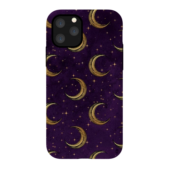 iPhone 11 Pro StrongFit gold moon in night sky by haroulita
