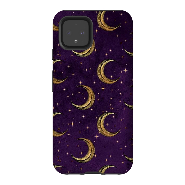 Pixel 4 StrongFit gold moon in night sky by haroulita