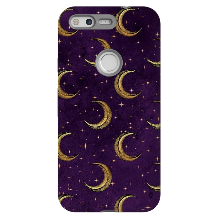 Pixel StrongFit gold moon in night sky by haroulita