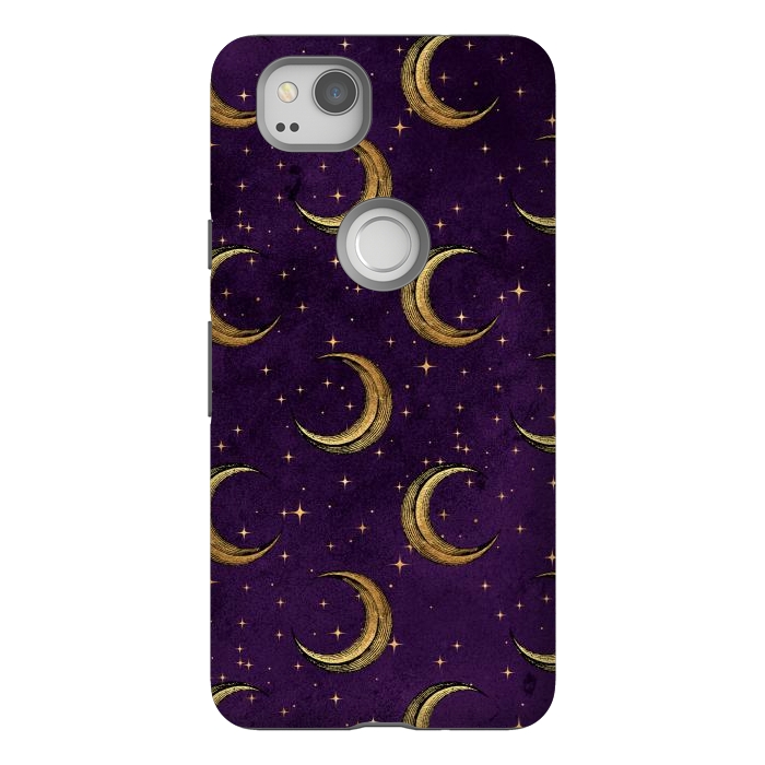 Pixel 2 StrongFit gold moon in night sky by haroulita
