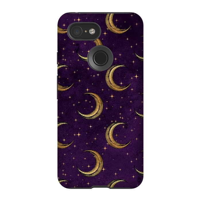 Pixel 3 StrongFit gold moon in night sky by haroulita