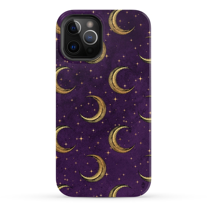 iPhone 12 Pro StrongFit gold moon in night sky by haroulita