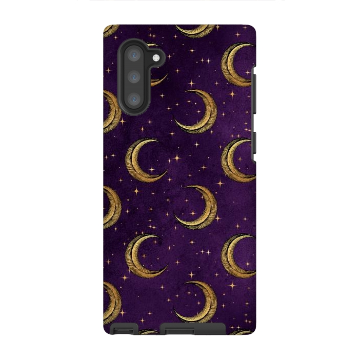 Galaxy Note 10 StrongFit gold moon in night sky by haroulita