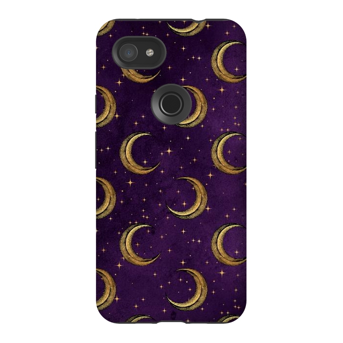Pixel 3AXL StrongFit gold moon in night sky by haroulita