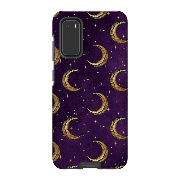 Galaxy S20 StrongFit gold moon in night sky by haroulita