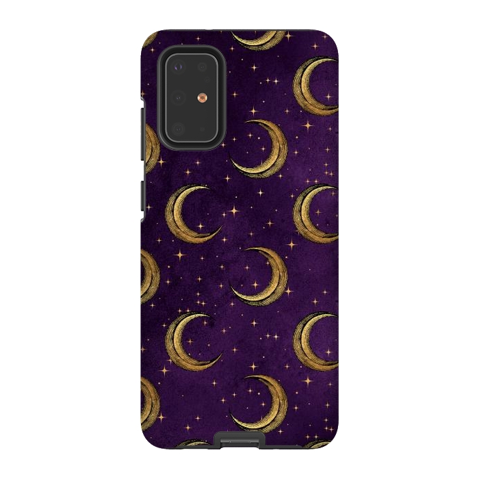 Galaxy S20 Plus StrongFit gold moon in night sky by haroulita