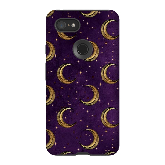 Pixel 3XL StrongFit gold moon in night sky by haroulita