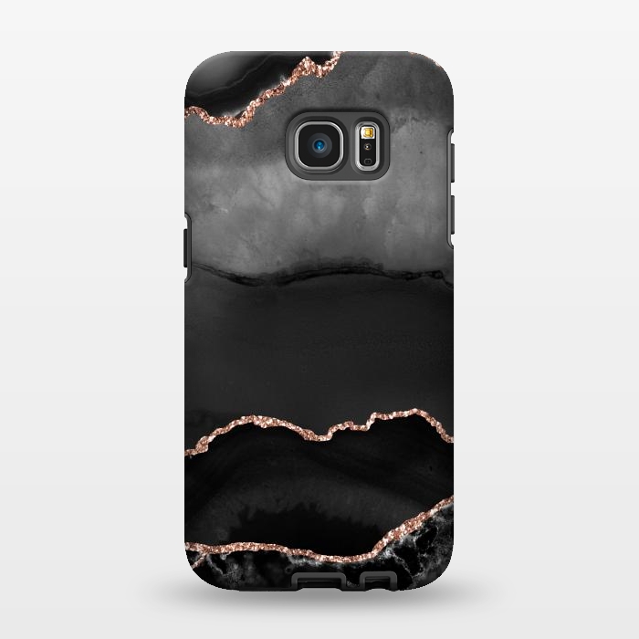 Galaxy S7 EDGE StrongFit black rosegold agate by haroulita