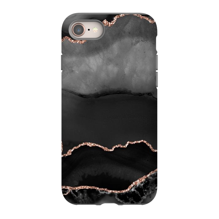 iPhone 8 StrongFit black rosegold agate by haroulita