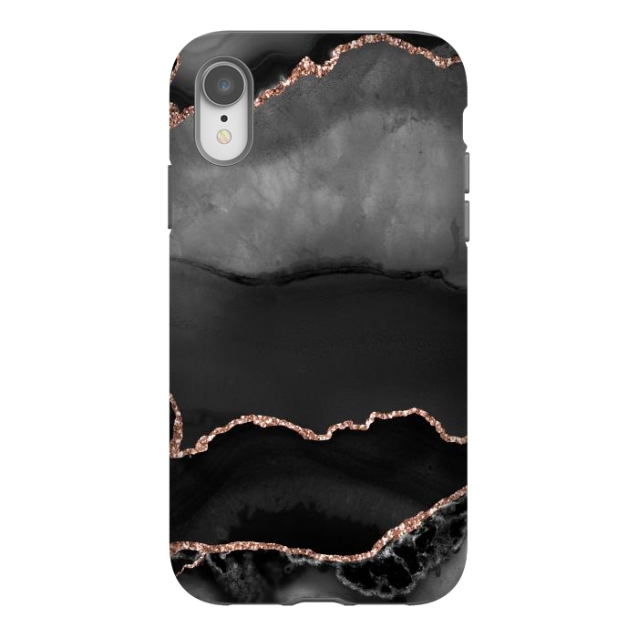 iPhone Xr StrongFit black rosegold agate by haroulita