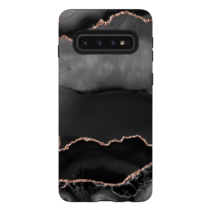 Galaxy S10 StrongFit black rosegold agate by haroulita