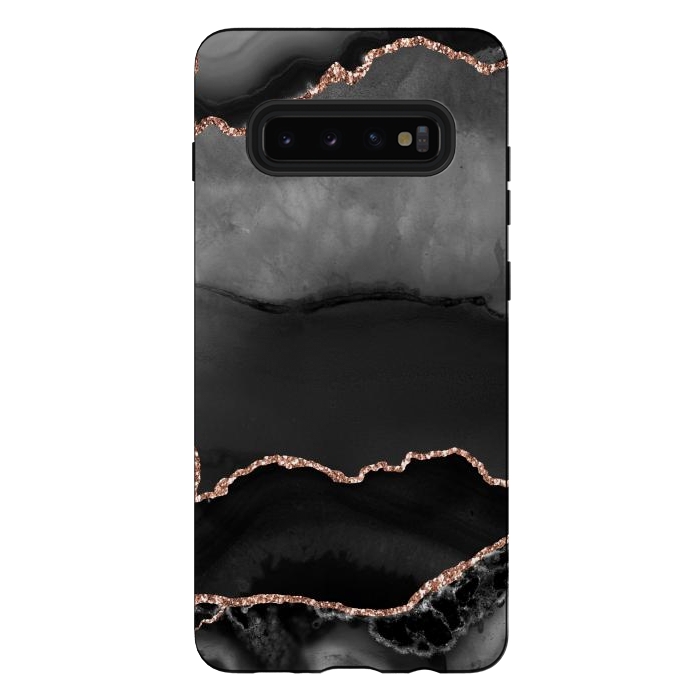 Galaxy S10 plus StrongFit black rosegold agate by haroulita