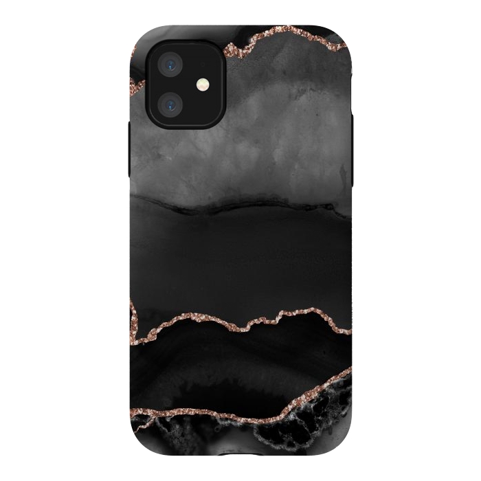 iPhone 11 StrongFit black rosegold agate by haroulita
