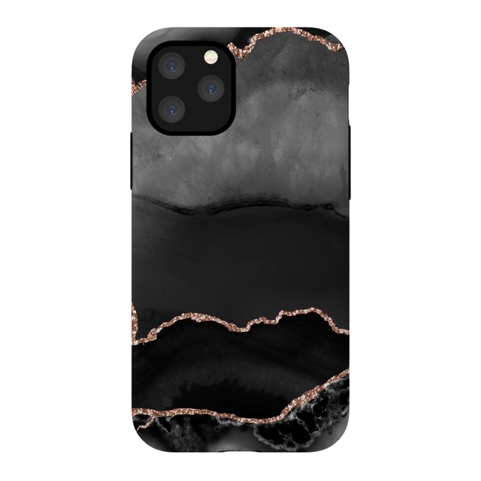 iPhone 11 Pro StrongFit black rosegold agate by haroulita