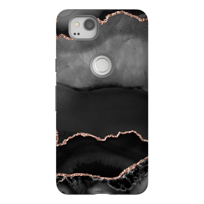 Pixel 2 StrongFit black rosegold agate by haroulita