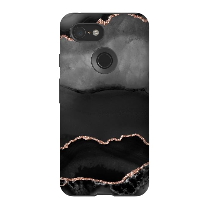 Pixel 3 StrongFit black rosegold agate by haroulita