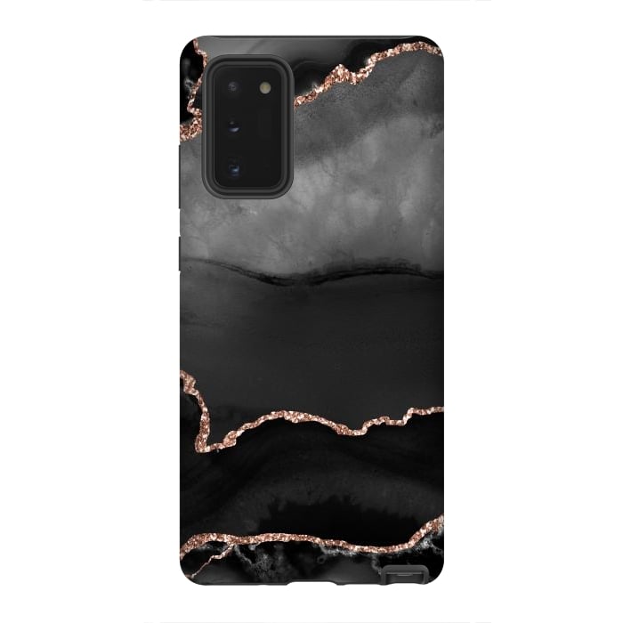 Galaxy Note 20 StrongFit black rosegold agate by haroulita