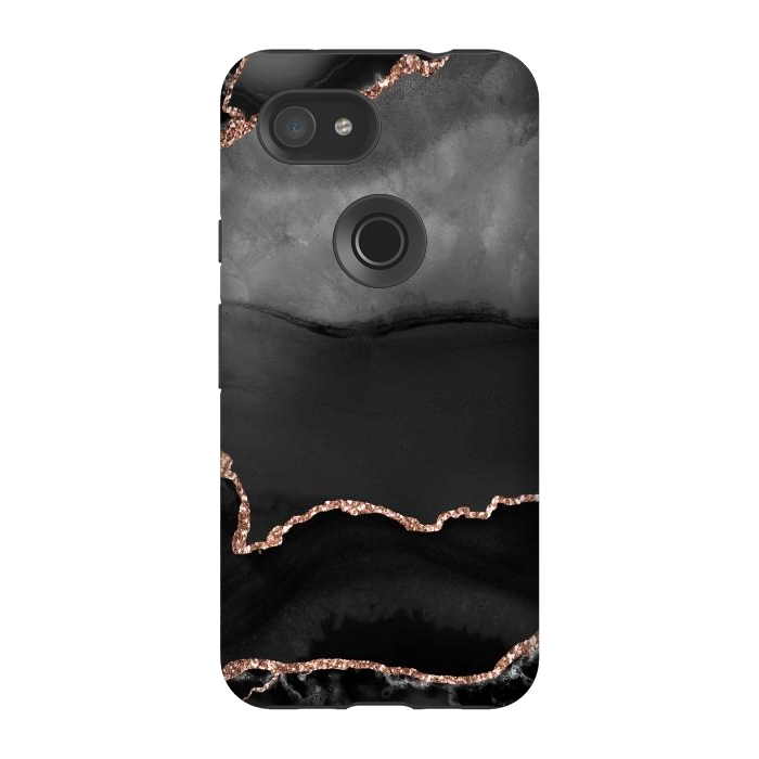 Pixel 3A StrongFit black rosegold agate by haroulita