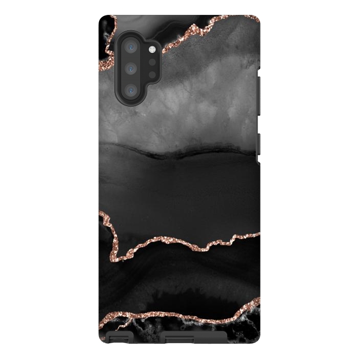 Galaxy Note 10 plus StrongFit black rosegold agate by haroulita