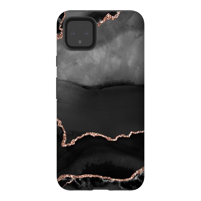 Pixel 4XL StrongFit black rosegold agate by haroulita