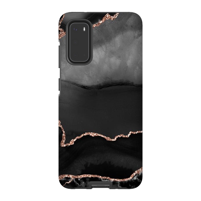 Galaxy S20 StrongFit black rosegold agate by haroulita