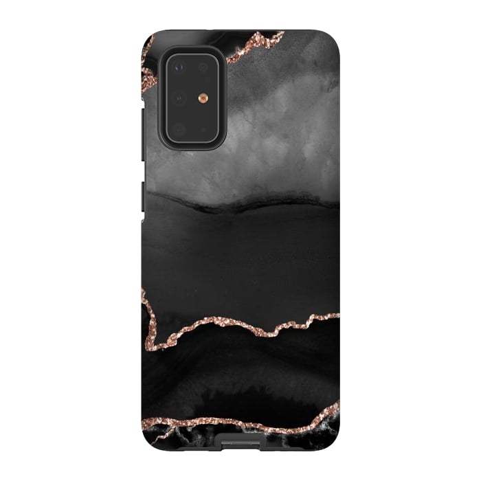 Galaxy S20 Plus StrongFit black rosegold agate by haroulita