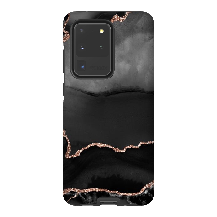 Galaxy S20 Ultra StrongFit black rosegold agate by haroulita