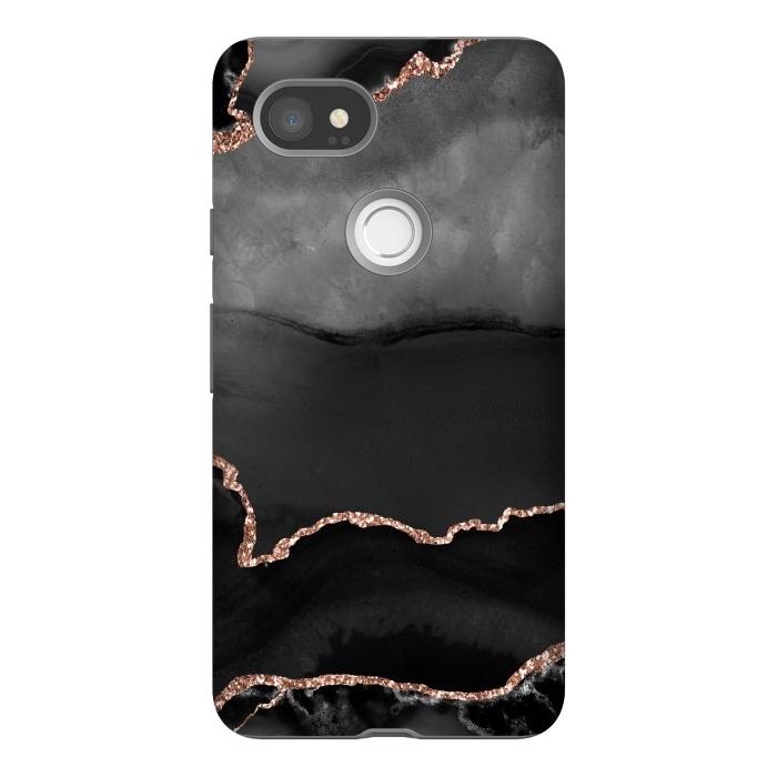 Pixel 2XL StrongFit black rosegold agate by haroulita
