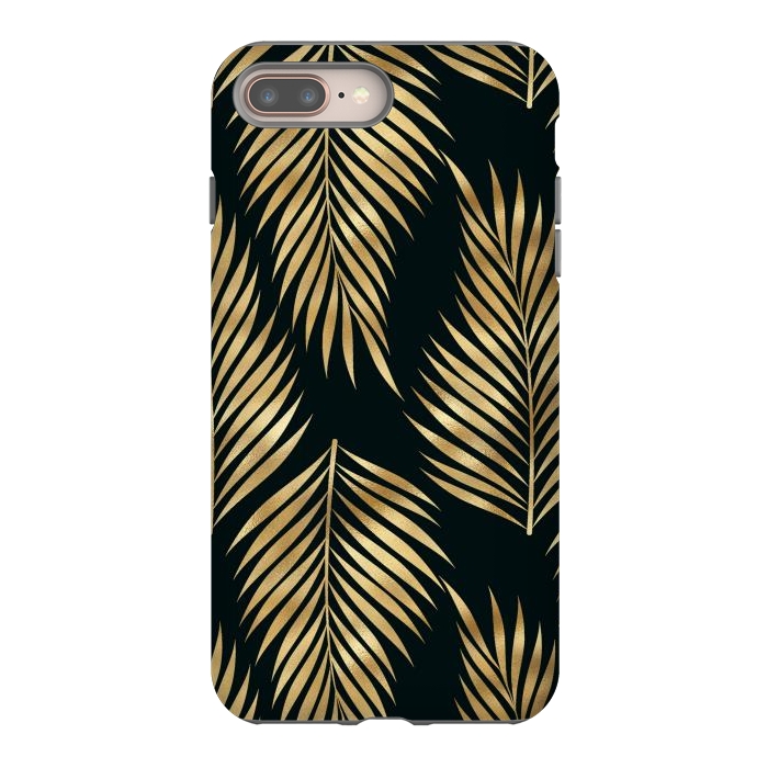 iPhone 7 plus StrongFit black gold fern leaves  by haroulita