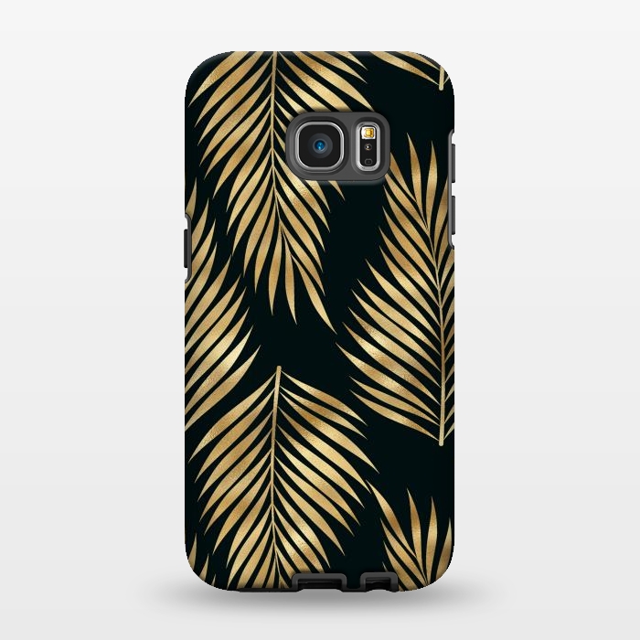 Galaxy S7 EDGE StrongFit black gold fern leaves  by haroulita