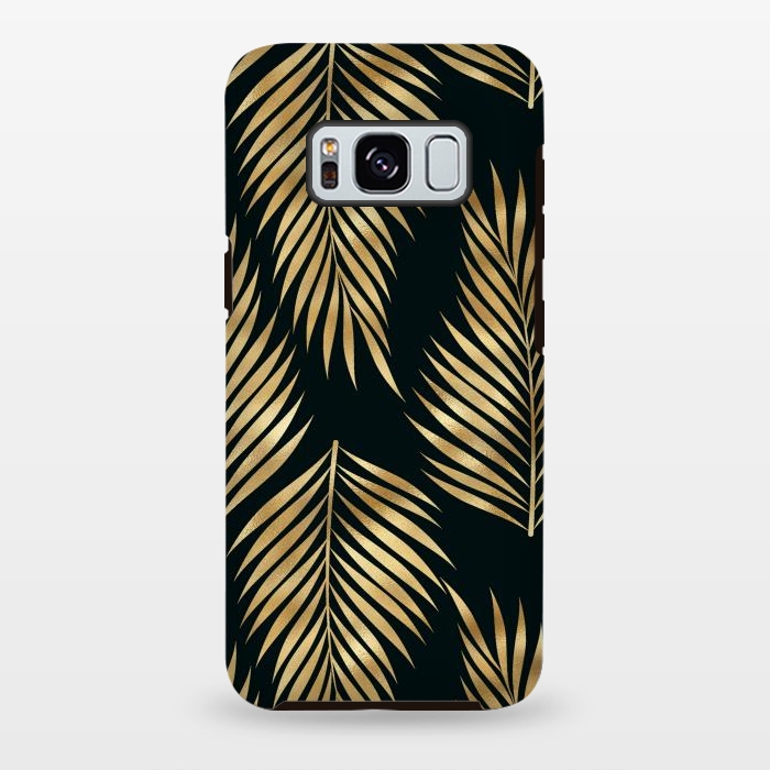 Galaxy S8 plus StrongFit black gold fern leaves  by haroulita