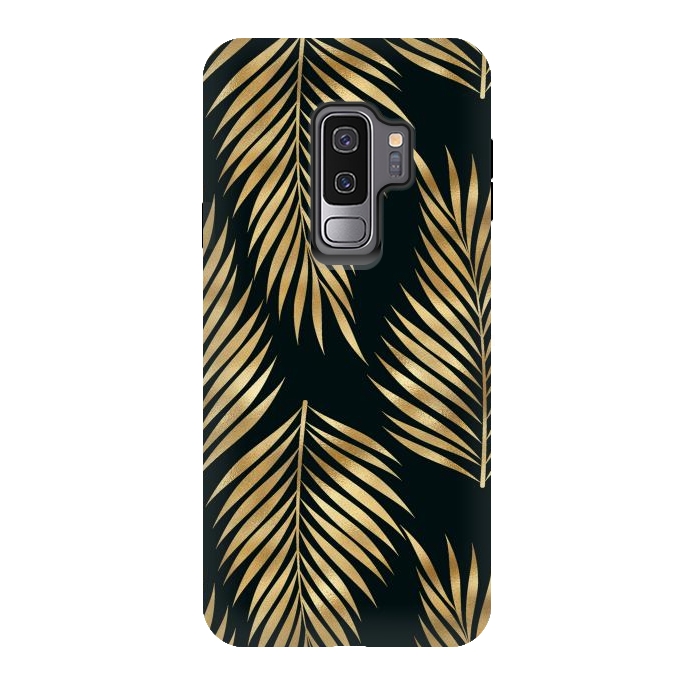 Galaxy S9 plus StrongFit black gold fern leaves  by haroulita
