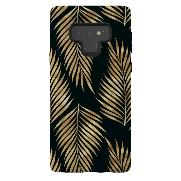 Galaxy Note 9 StrongFit black gold fern leaves  by haroulita