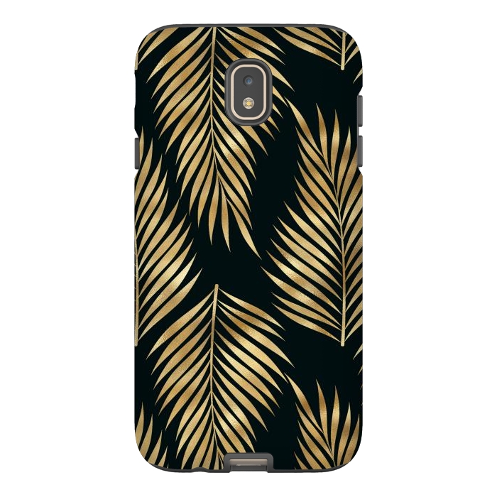 Galaxy J7 StrongFit black gold fern leaves  by haroulita