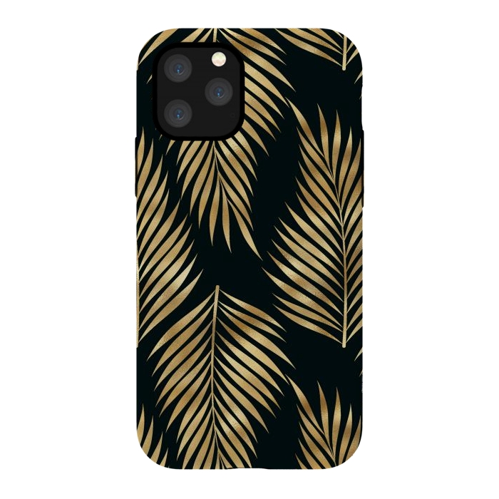 iPhone 11 Pro StrongFit black gold fern leaves  by haroulita